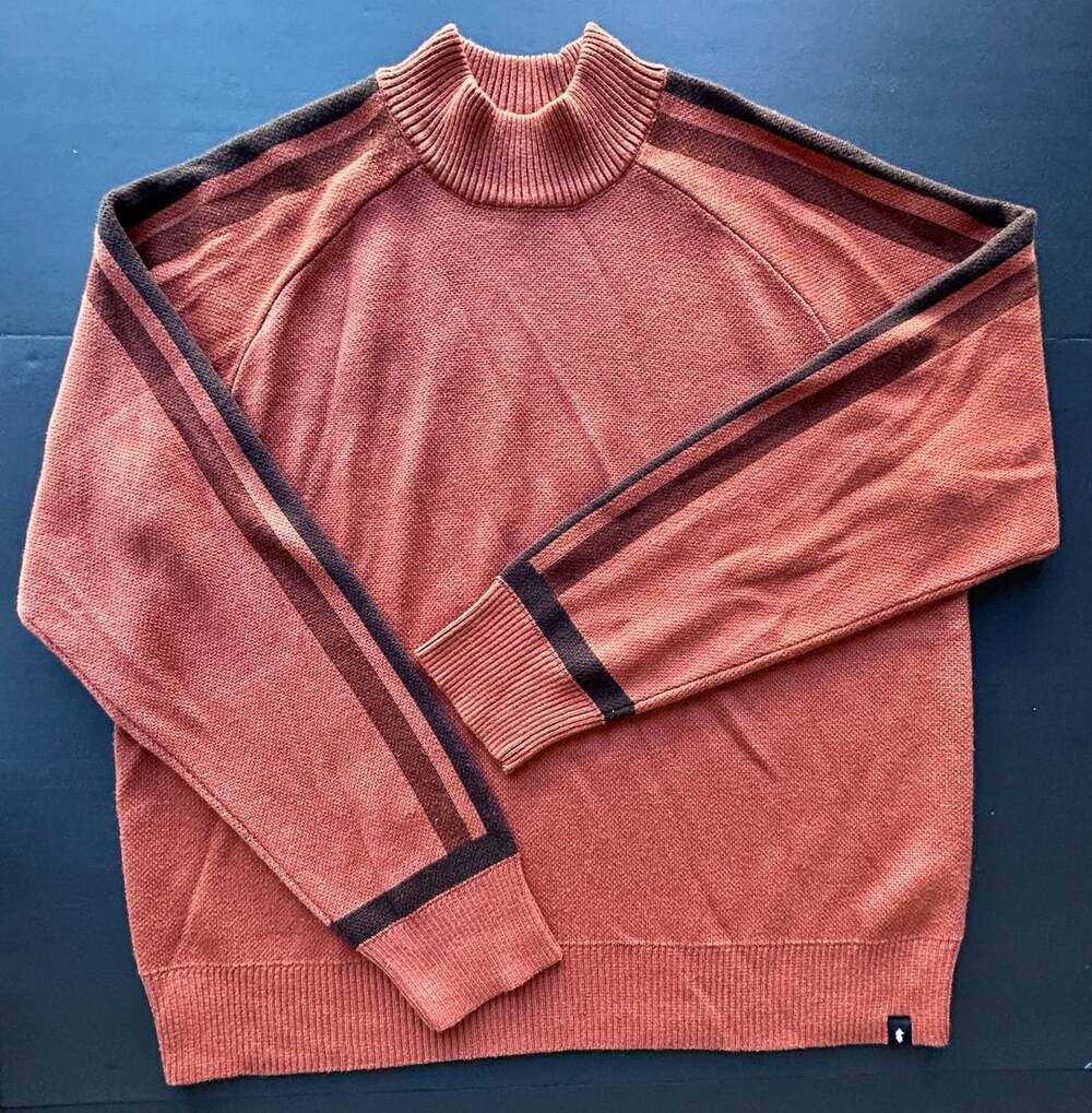 Cotopaxi Libre Mock Neck Sweater Size XL Orange Striped Pullover